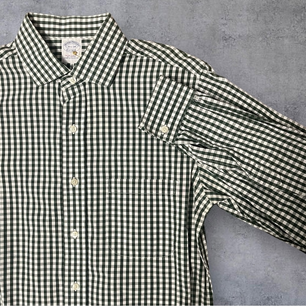 Green Gingham Button Up - image 3